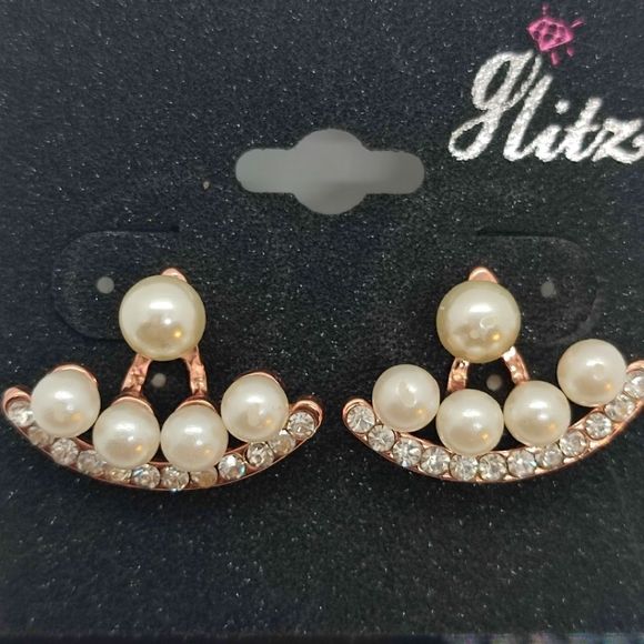 Faux Pearl Ear Jacket Earrings - Picture 1 of 2